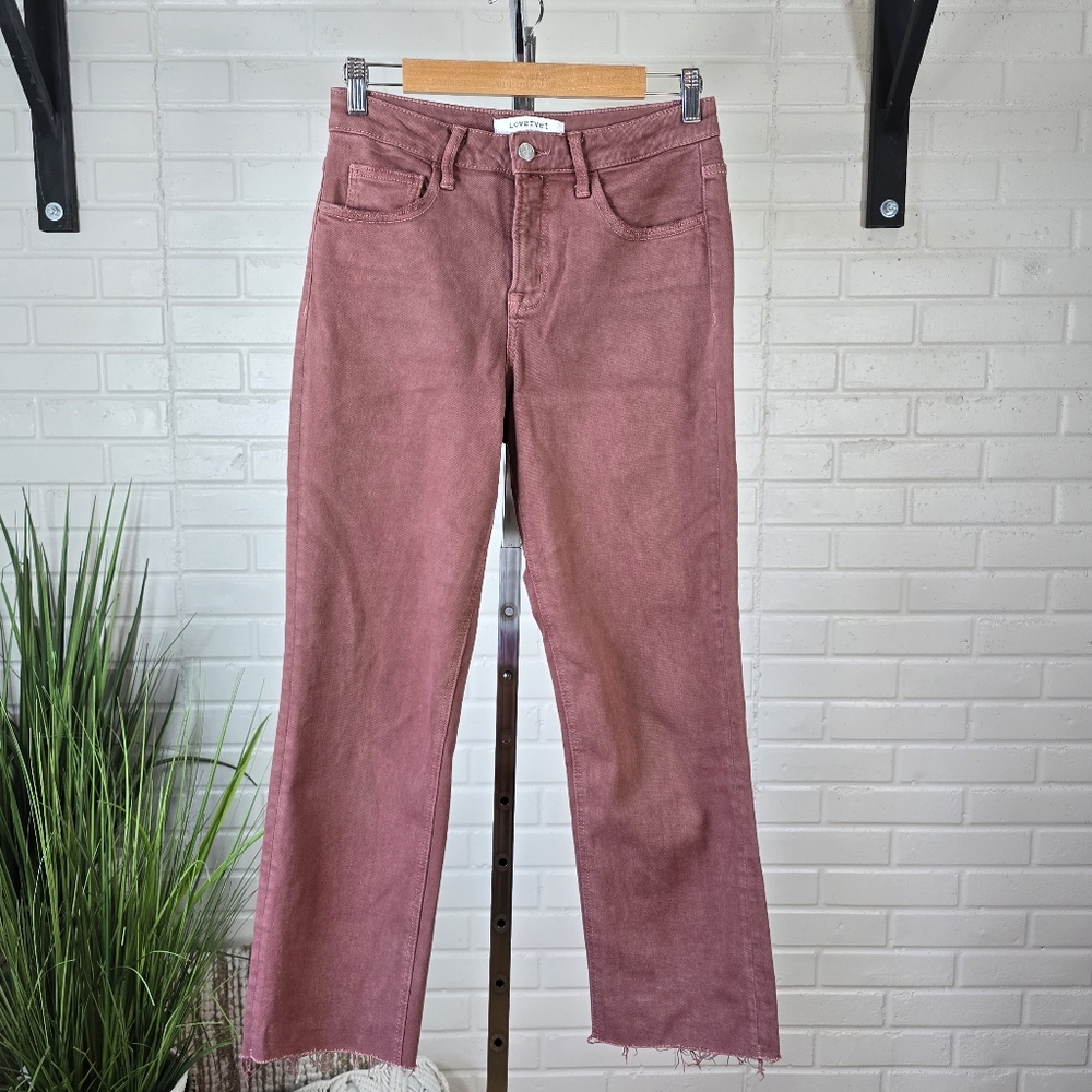 High-Rise Ankle Cropped Jeans in a light wine color - Picture 3 of 13